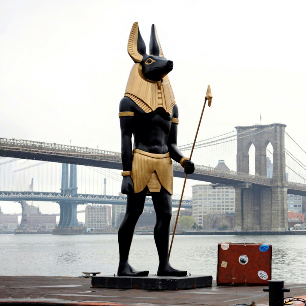 Anubis Black & Gold Bronze Sculpture