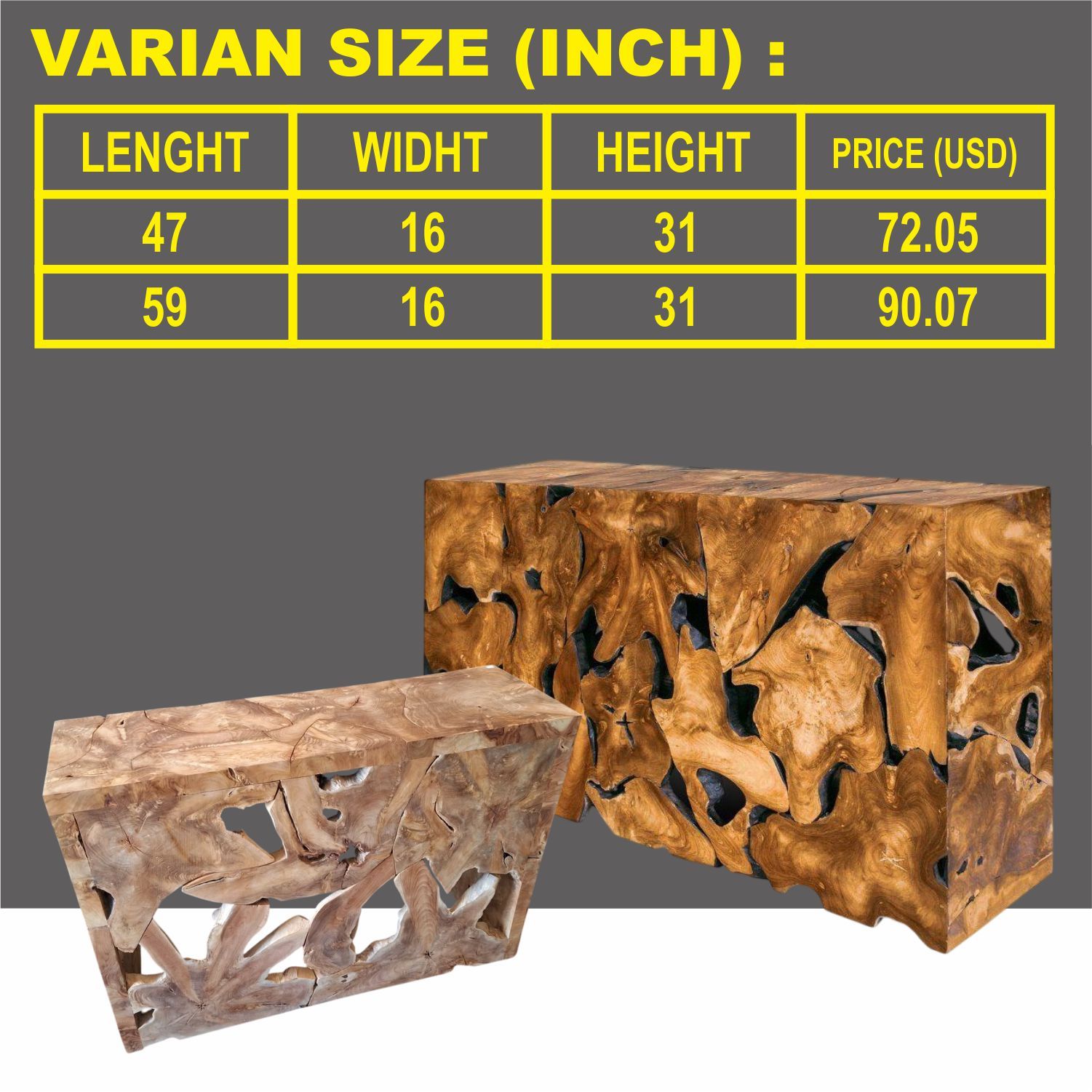 Indonesian Teak Root Console Table - Image 3