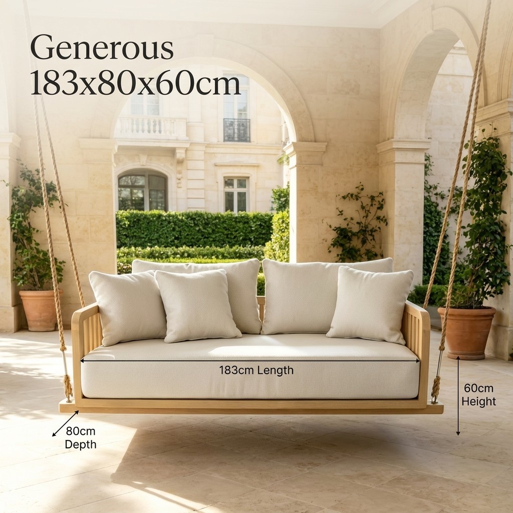 Luxury Teak Hanging Daybed Swing - Image 4
