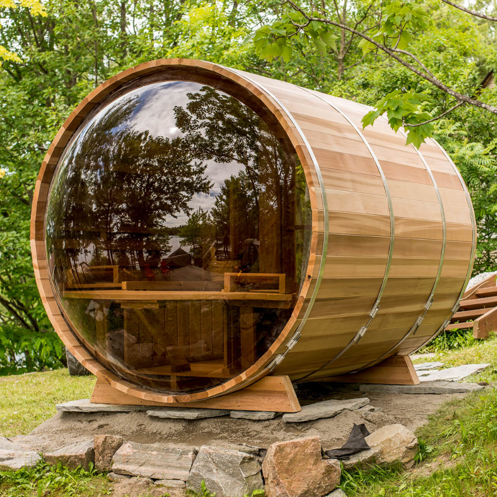 Panoramic Cedar Outdoor Barrel Sauna