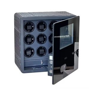 Luxury 9-Slot Automatic Watch Winder Safe with Touchscreen Lock & Anti-Theft Alarm