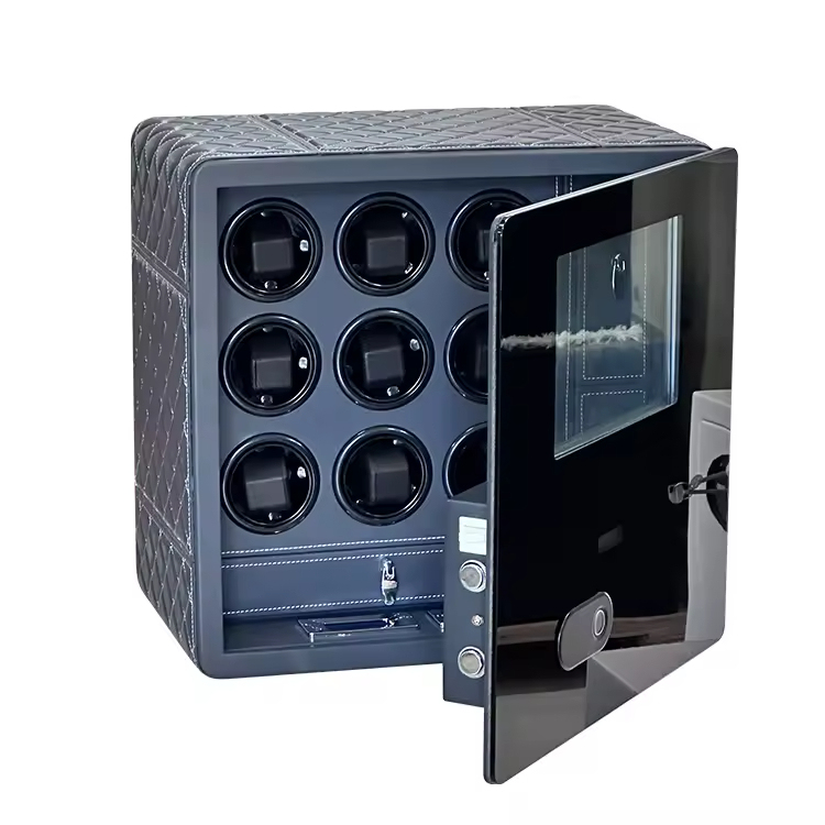 Luxury 9-Slot Automatic Watch Winder Safe with Touchscreen Lock & Anti-Theft Alarm - Image 4