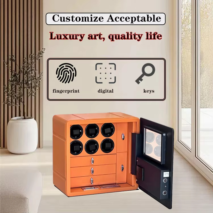 Luxury 9-Slot Automatic Watch Winder Safe with Touchscreen Lock & Anti-Theft Alarm